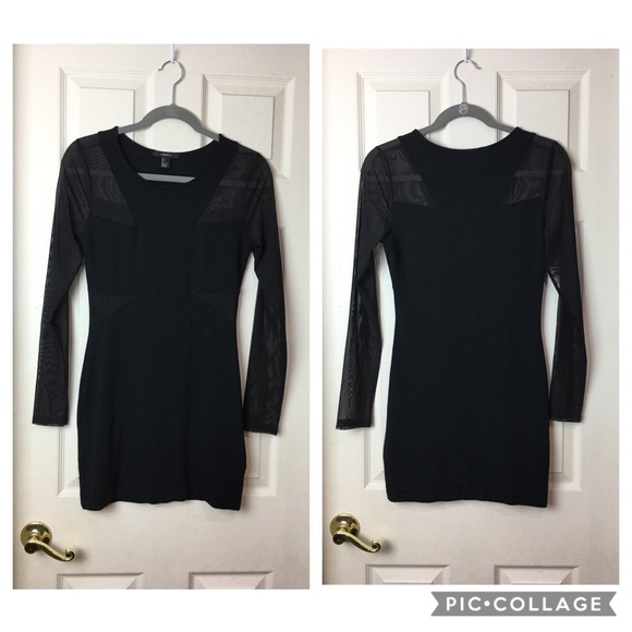 Forever 21 little black dress with mesh sleeves - Picture 1 of 6
